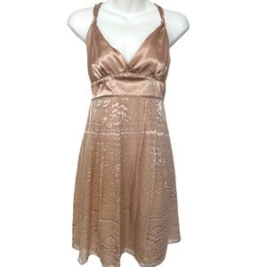 Vintage y2k GUESS Silk rose Champagne mini Dress